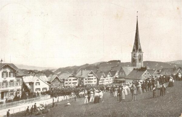Hundwil AR Ortsansicht mit Kirche Versammlung