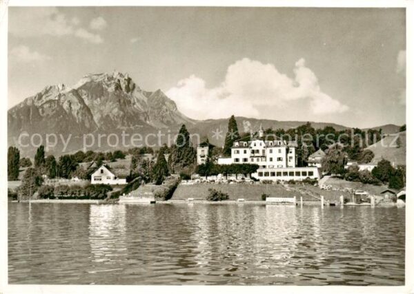 Luzern  LU Hotel Kastanienbaum Ansicht vom See aus