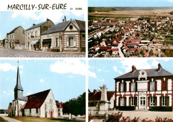 Marcilly-sur-Eure Ortsmotive Kirche Fliegeraufnahme