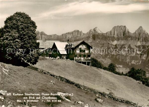 Portels Flums Kurhaus Sässliwiese mit Blick auf die C