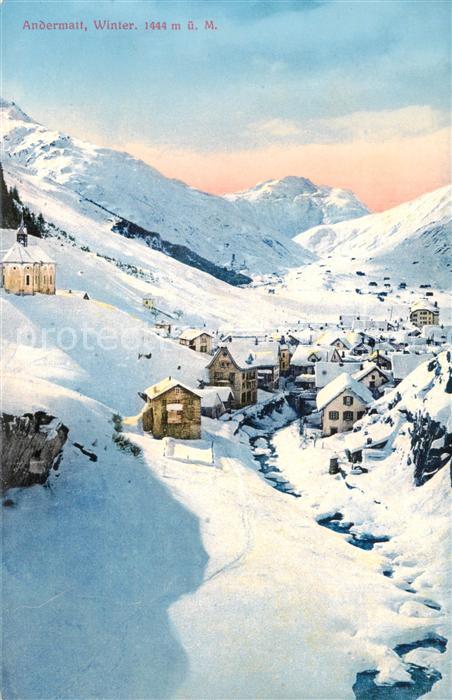 Andermatt UR Winterpanorama Wintersportplatz Alpen