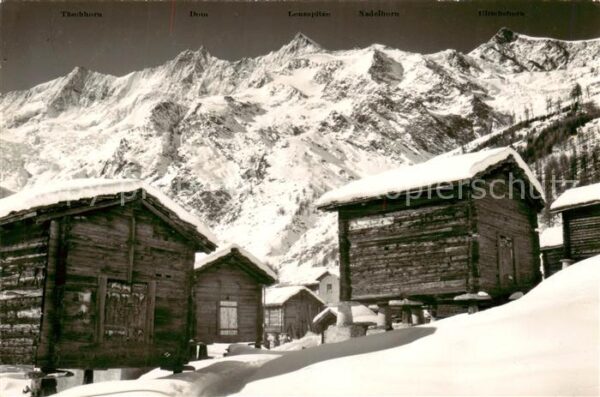 Saas-Fee VS Spycher mit Täschhorn Dom Südlenz und U