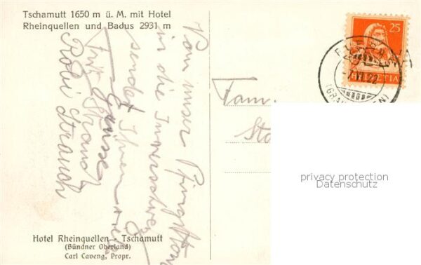 Tschamutt GR mit Hotel Rheinquellen und Badus – Bild 2