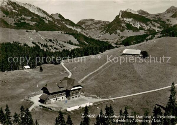 Salwideli Soerenberg LU Fliegeraufnahme mit Gasthaus und Ferien