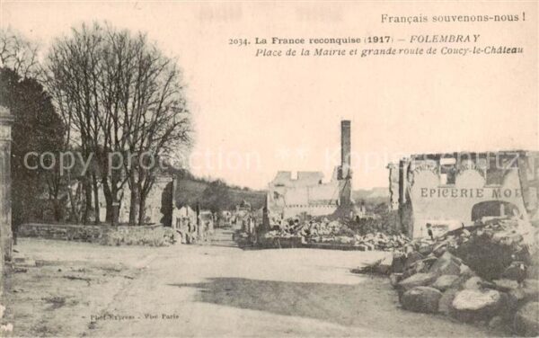 Folembray 02 Aisne Place de la Mairie et granderoute de Co