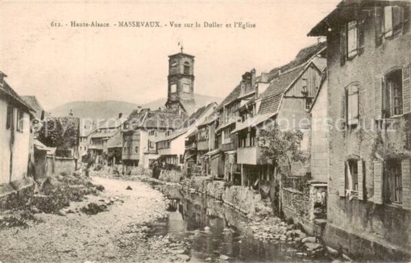 Massevaux Alsace Elsass Vue sur la Doller et l'Eglise