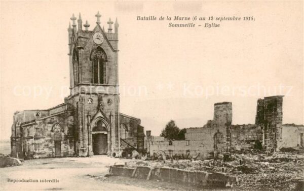Sommeille Sommeilles 55 Meuse Bataille de la Marne Eglise apres le bo