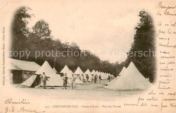 Fontainebleau 77 Seine et Marne Camp d’Avon Vue des Tentes
