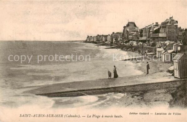 Saint-Aubin-sur-Mer Calvados La Plage a maree haute