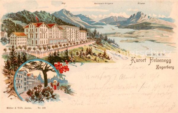 Zugerberg ZG Kurort Felsenegg mit Rigi Berner Alpen