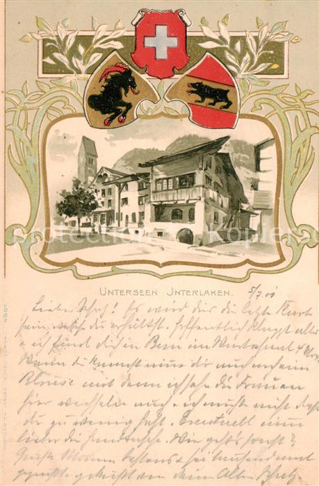 Interlaken BE Unterseen Hotel Wappen Künstlerkarte