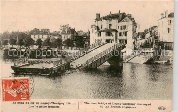 Lagny-Thorigny 77 Pont de fer détruit par le génie franca
