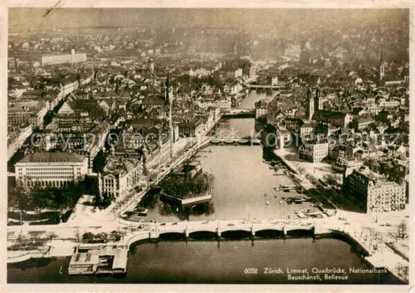 Zuerich ZH Stadtpanorama Limmat Quaibrücke Nationa