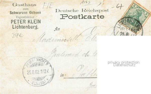Lichtenberg 67 Burg Vogesen Gasthaus zum Schwarzen Ochsen Denkmal – Bild 2