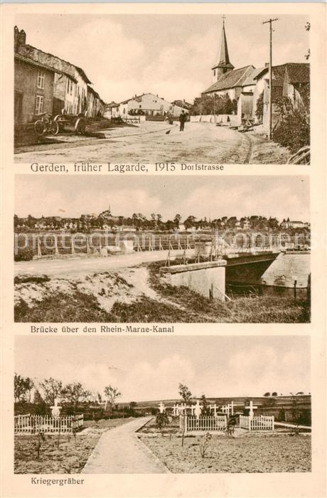 Gerden Lagarde 57 Moselle Dorfstrasse Brücke über Rhein-Marne-Kan