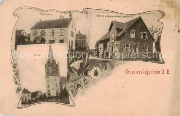 Ingenheim 67 Bas-Rhin Schulhaus Kirche Küferei Gastwirtschaft
