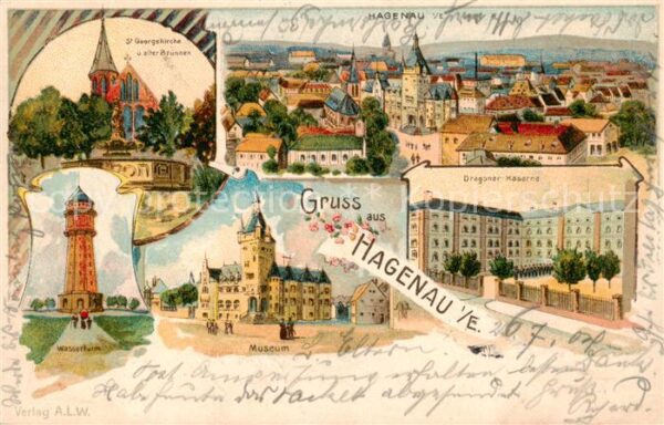 Hagenau 67 Bas-Rhin Alsace Stadtpanorama St. Georgskirche Wassertu