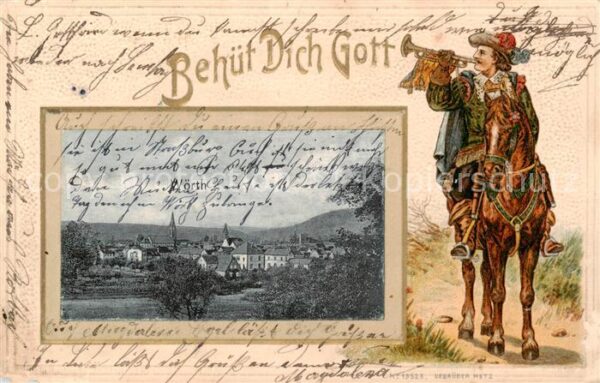 Woerth  Sauer 67 Alsace Gesamtansicht Reiter mit Trompete