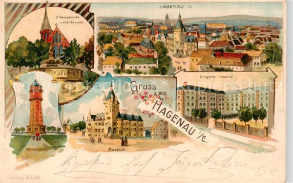 Hagenau 67 Bas-Rhin Alsace Stadtpanorama St. Georgskirche Wassertu