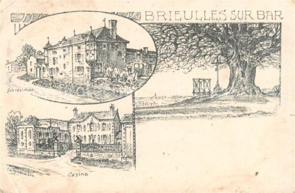 Brieulles-sur-Bar 08 Ardennes Schlösschen Casino Kreuz Alter Baum Kün