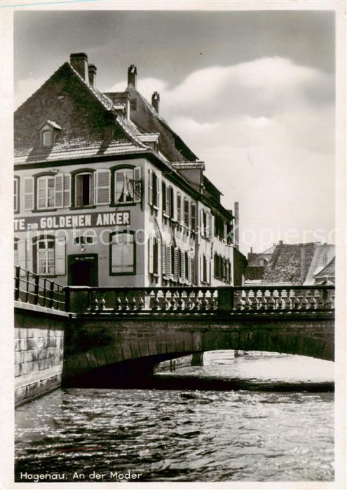 Hagenau 67 Bas-Rhin Alsace Partie an der Moder Brücke Gaststätte z