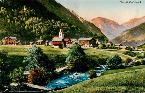 Elm  GL Blick über den Bach um Ort Blick gegen