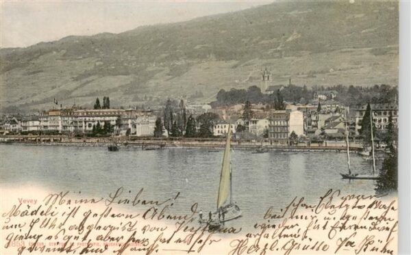 Vevey VD Blick über den Genfersee