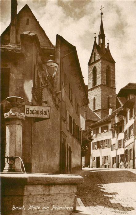 Basel BS Motiv am Petersberg Badanstalt Kirchtur