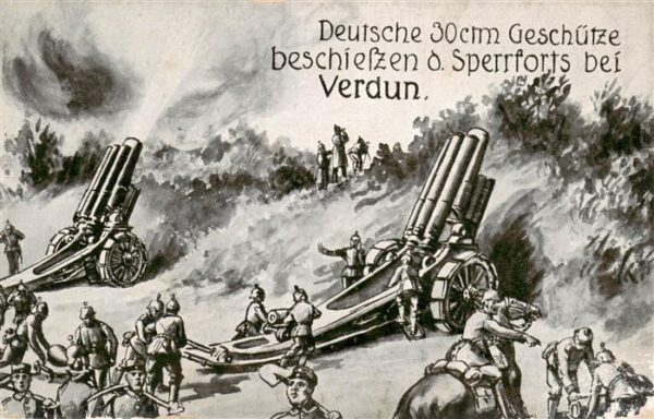 Verdun  55 Meuse Deutsche Geschütze beschiessen die Sper