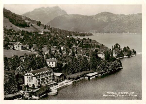 Beckenried Vierwaldstaettersee NW Parkhotel Nidwaldnerhof Fliegeraufnahme