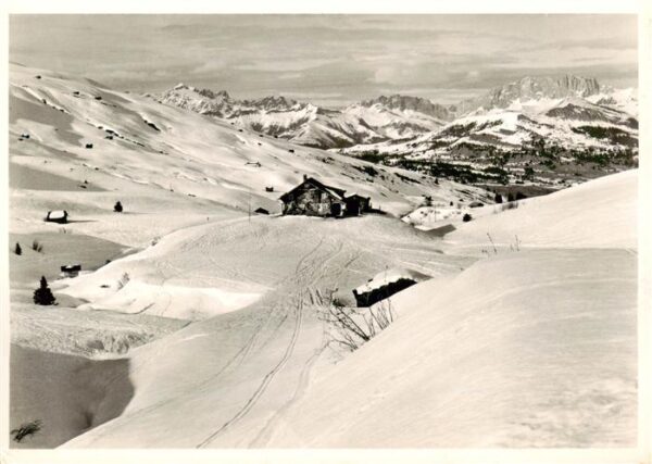 Fideris Skihaus Heuberge Winterpanorama Alpen