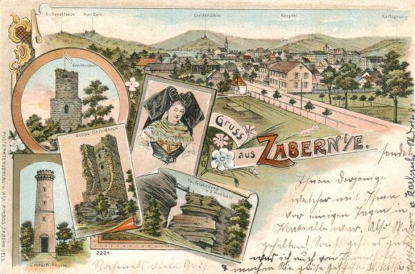 Zabern Saverne 67 Alsace Panorama Burgruinen Felsformationen Lit