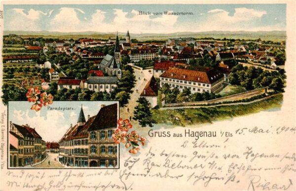 Hagenau 67 Bas-Rhin Alsace Panorama Blick vom Wasserturm Paradepla