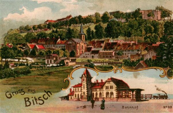 Bitsch Bitche 57 Moselle Lothringen Panorama Bahnhof