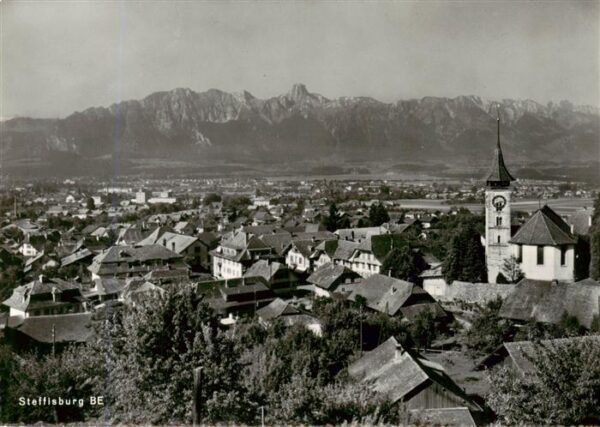 Steffisburg BE Stadtpanorama Blick gegen Alpen