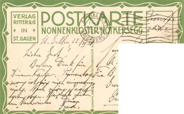 St Gallen SG Nonnenkloster Notkersegg Steinzeichnung – Bild 2