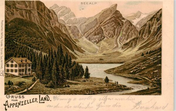 Seealpsee Saentis IR Gasthaus Appenzeller Alpen Litho