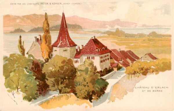 Erlach Bielersee BE Château Schloss Künstlerkarte