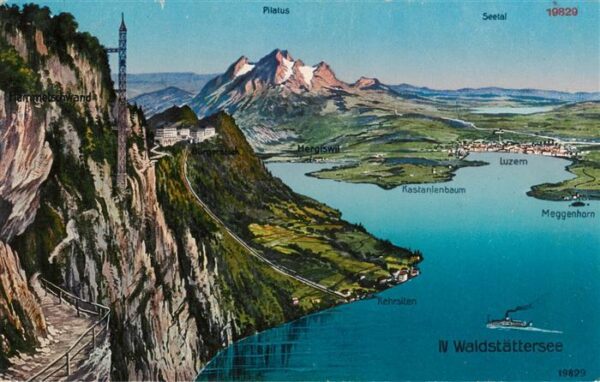 Vierwaldstaettersee Vierwaldstaedtersee  mit Pilatus Seetal Luzern Kastanienbaum