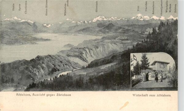 Albishorn 915m ZH Blick zum Zürichsee Wirtschaft zum Albi