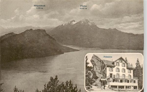 Weggis Vierwaldstaettersee Panorama Bürgenstock Pilatus Felsentor