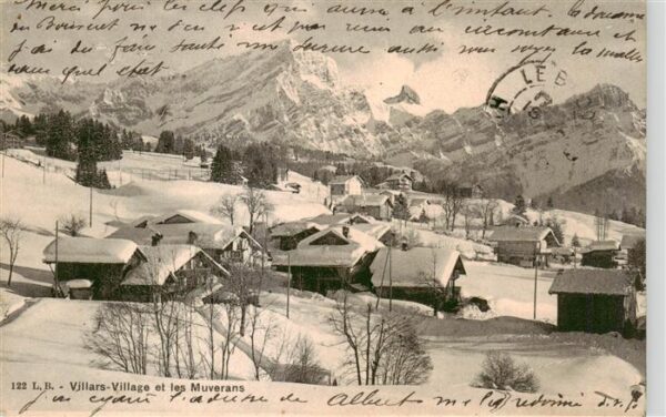 Villars-Village Chesieres VD Vue panoramique en hiver et les Muveran