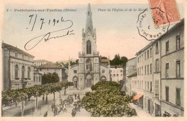 Pontcharra-sur-Turdine 69 Rhone Place de l’Eglise et de la Mairie