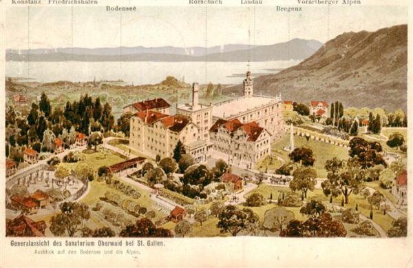 St Gallen SG Sanatorium Oberwaid Bodensee Alpen aus