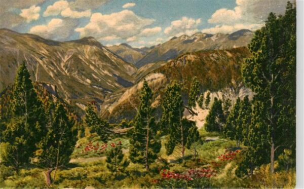 Spoeltal Spoel Zernez GR mit Piz Terza von Alp la Schera Gemälde