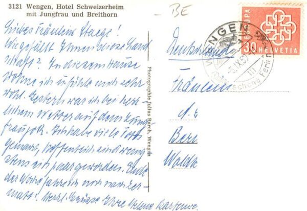 Wengen  BE Hotel Schweizerheim mit Jungfrau und Br – Bild 2