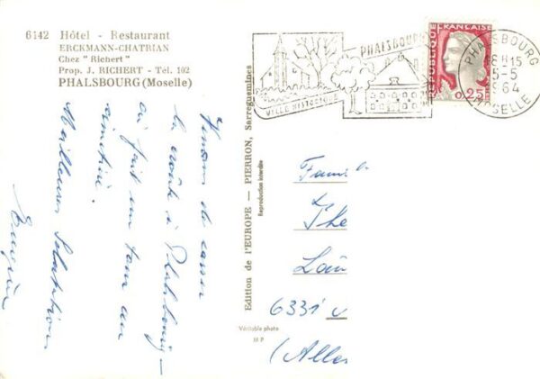 Phalsbourg Pfalzburg 57 Moselle Hotel Restaurant Erckmann Chatrian Chez – Bild 2