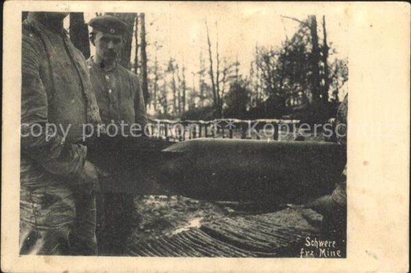 Militaria WK1 Gruppenfoto schwere Französische Mine