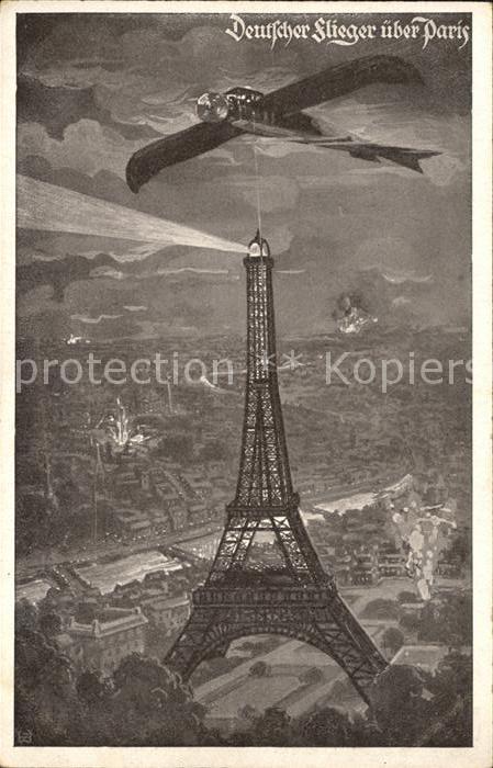 Flugzeuge WK1 Deutscher Flieger über Paris Deutscher