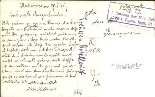 Kochanow Kamienna Gora Fussart.Regt 18 WK1 – Bild 2
